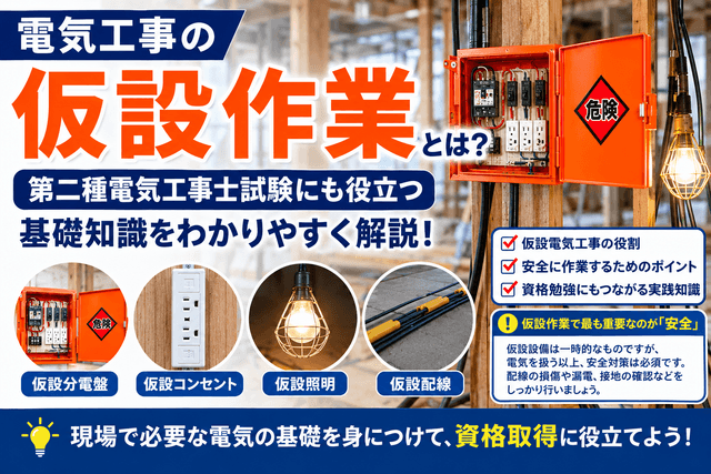 電気工事の「仮設作業」とは?第二種電気工事士試験にも役立つ基礎知識