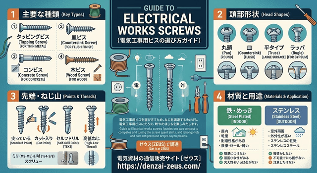 電気工事で使われるビス(ネジ)の種類