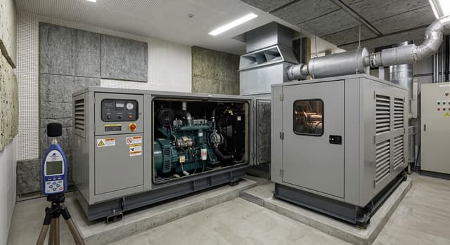非常用発電機の騒音・防音・吸音対策|騒音規制の基準と効果的な防音施工法