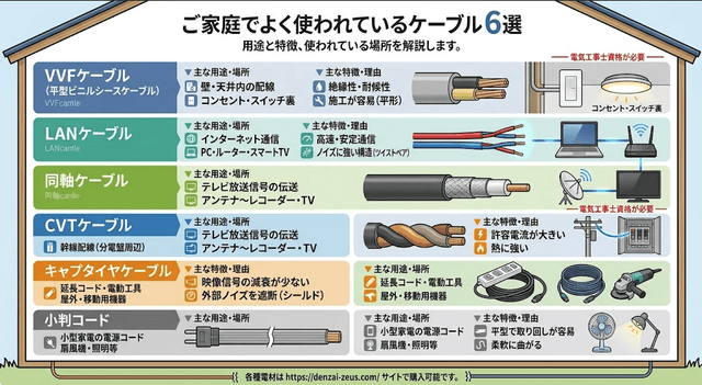 一般家庭で使われているケーブル