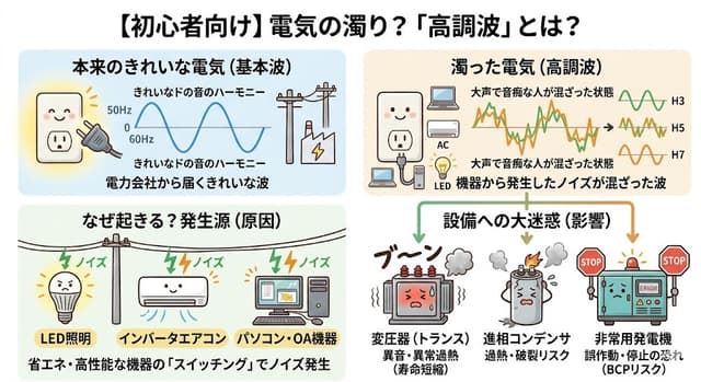 目に見えない電気の濁り?「高調波」がキュービクルや発電機を痛める理由